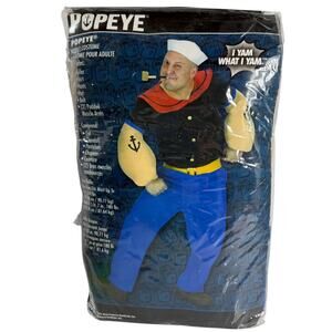 Adult POPEYE Sailor COSTUME Up To 6' 200lbs MUSCLE ARMS Shirt Pants Hat 7Pc NEW